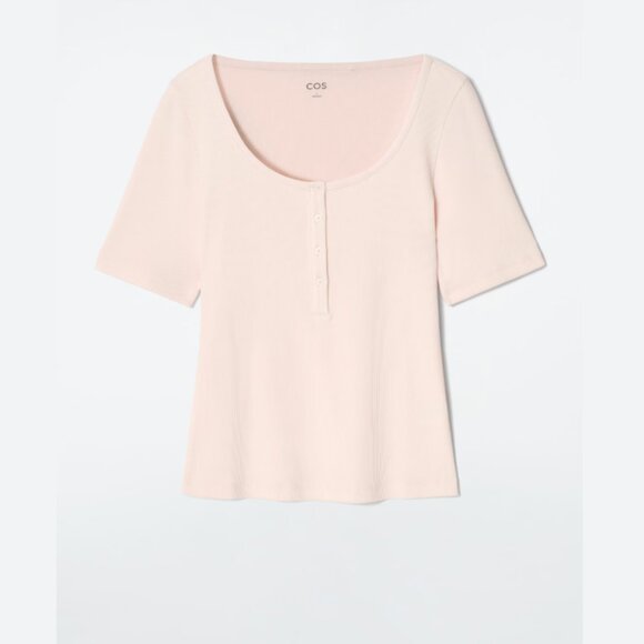 cos RIBBED HENLEY T-SHIRT (S) - Picture 1 of 3